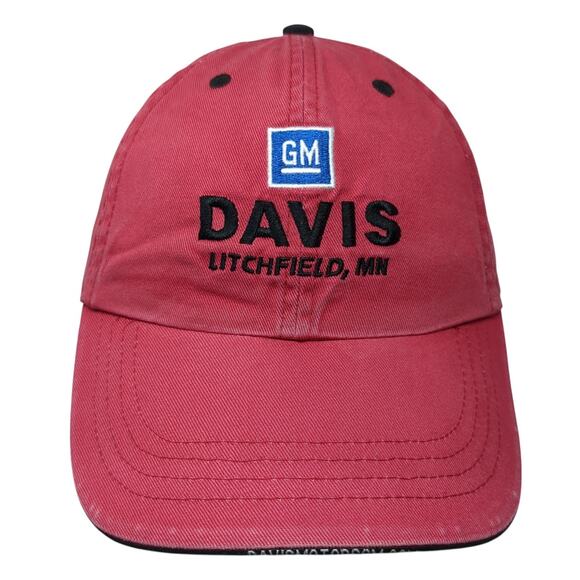 GM Davis Litchfield MN Baseball Cap Red One Size Adjustable Embroidered - Picture 1 of 8